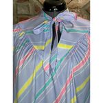 nap dress kitten bow long sleeve purple blue yellow diagonal stripe Size XL Photo 3
