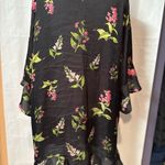 Victoria's Secret  Black Satin Robe with Pink and Green Floral Photo 3