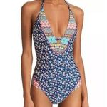 Laundry by Shelli Segal Patchwork Plunge One Piece Swimsuit Size XXL Photo 0