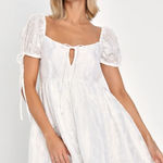 Lulus NWT  Exceptionally Angelic White Floral Puff Sleeve Mini Dress Summer Sze M Photo 0