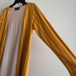 Mustard Yellow Striped Open Front Cardigan Long Sleeve Layering Jacket Large Photo 4