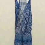 ⭐️ New with tags timing Francesca’s blue printed spaghetti strap romper Size M Photo 0