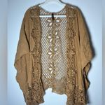 Torrid  Crochet Embroidered Ruana with Sleeves Camel Kimono Coverup Size O/S Photo 10