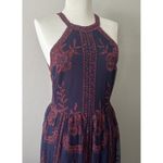 Altar'd State ALTAR’D STATE maxi DRESS Long Navy embroidered sheer halter sz S, beach boho Photo 2