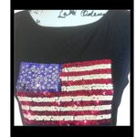 Sweater Works American Flag Sequin Sleeves Knitted Black Shirt Medium Photo 2