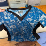 Butter Soft Scrub  Top Medium Blue and Black Cats Photo 0