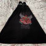 S-Twelve Black Y2K Tattoo Print Embellished “Love Forever” Maxi Dress, size S Photo 6