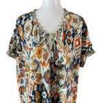 Minnie Rose  Ikat Lace Up Tunic Top Boho Lightweight Oversized One Size Photo 1