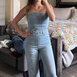 Boutique Strapless Denim Jumpsuit Photo 0