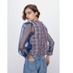 ZARA NWOT ORGANZA AND TWEED Plaid TOP Blouse Photo 7
