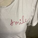 Ella Moss Ella Moss White Smile Cotton Crop Crew Neck Casual T-shirt Size Large Photo 1