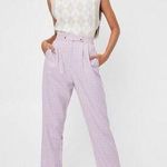 Nasty Gal NWT  Sz 10 High Waisted Tapered Check Pants In Lilac Photo 0