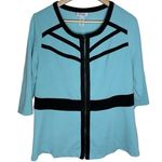 Catherines Curvy Collection turquoise tipped colorblock zip jacket size 16W Blue Photo 0