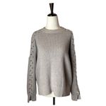 ALLSAINTS Sweater Women XS Tan Crew Neck Cotton Knit Aria Laced Short Jumper Photo 2