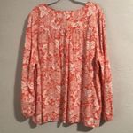 Denim & Co  Naturals Size 3X Long Sleeve Linen Blend Floral Print Top Blouse Photo 2
