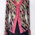 Bisou Bisou Early 2000's Pink Brown Floral Frilly Lace Button Up Blouse M Photo 0