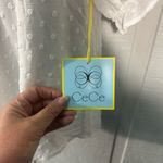 CeCe  Womens Shirt Puff Sleeve Square Neck Ruffle Dot White Top Size Small NWT Photo 3