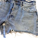 ALLSAINTS Denim Shorts Women Sz 27 Mid Rise Frayed Boy Short Cut Offs Beach Blue Photo 4