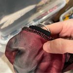 Rock & Republic Cute burgundy black crushed velvet stretchy mesh metallic trim top Y2K oversized Photo 4