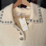 Sierra Darien Elegant Ivory Soft Knit Mini Dress with Crystal Embellished Collar White Size undefined Photo 14