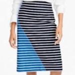 J.Crew Asymmetrical Striped Navy Blue, Cream & Light Blue Skirt | Size 6 Photo 9