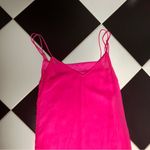 Line and Dot  Adelyn Hot Pink Maxi Slip Dress Square Neck Spaghetti Straps Ruffle L Photo 6
