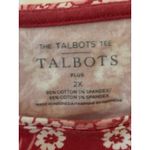 Talbots  Plus Size 2X Red White Paisley Print 3/4 Sleeve Boat Neck Tee Shirt Photo 2