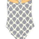J.Crew White & Blue Paisley Print Convertible One Piece Bathing Suit Size M Photo 4