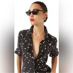 Equipment Revolve  all over star print satin black blouse sz M Photo 2