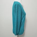 Rebecca Malone Teal Floral Jacquard ¾ Sleeve Jersey Knit Cardigan Size SP Photo 1