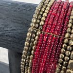 Vintage Wrap Bracelet Statement Brass Tone & Red Beads Photo 6