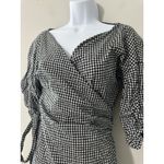 Style Addict Gingham Mini Wrap Dress Puff Sleeve V Photo 2