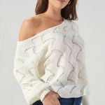 Sugar Lips White Cropped Natasha Zig Zag Knit Sweater Sz M Photo 0