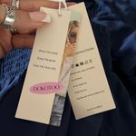 Dokotoo Round Neck Tie Back with Puffy Sheer Sleeve Ruffle Dress Blue Size M Photo 3