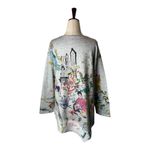 Inoah Shirt Women Medium Gray Artsy Paris Long Sleeve Asymmetric Hem Top Boho Photo 1