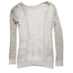 Charming Charlie Cream Open Crochet Longe Sleeve Scoop Neck Sweater Top Small Photo 0