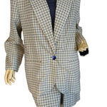 VINTAGE CIRCA 1990'S CHRISTY GIRL TAUPE & BLUE PLAID SHORTS' SUIT (12) Photo 0