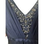 Mikael Aghal Silk Maxi Gown Blue Beaded Prom Formal Event Dress Size 0 Photo 8