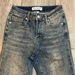 Ashley Mason Embellished Distressed Hem Flare Jeans - Studded Denim Boho‎ Y2K Style sz 1/25 Photo 2