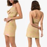 NEW Maisie Wilen Mesh Slip Mini Dress Chain Strap Pink Green Psychedelic Print Photo 13