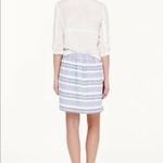J.Crew  Boardwalk Linen Skirt Blue White Striped Nautical Pockets Mini Photo 5