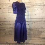 Vintage Plaza south drop waist puffy sleeves smocked purple blk dress size small Photo 8