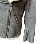J.O.A. shearling lined raw edge moto biker jacket neutral casual Sherpa chic Photo 9