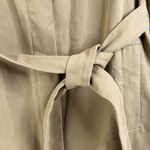 COS  women’s Size 34 S Trench Coat Belted Jacket Khaki Long Collarless Pockets Photo 4