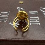 Vintage Floral Carved Ring – 1970s Cabochon, Gold Adjustable Handmade Orange Photo 6