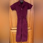 Big Bud Press Short Sleeve Cotton Twill Utility Jumpsuit in Cranberry‎ Size XXS Red Photo 2