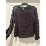 Skies Are Blue NEW  Gauzey Bohemian Flowy Lined Top Blouse Black XS Photo 7