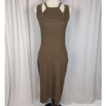 T.LA Ribbed Cutout Bodycon Midi Dress Brown Tank Style Size Small Photo 15