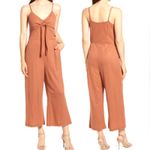 Chelsea28 Chealsea28 Summer Sleeveless Tie Front‎ Wide Leg Jumpsuit Size L Burnt Orange Photo 1