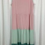 Lands' End Two Piece Pink&Green Color Block Maxi Dress&Longline Cardigan Sz.3X Photo 12